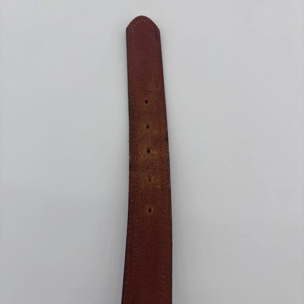 Orvis Leather Belt Mens 46 Burgundy Solid Brass‎ Buckle USA Made Rugged Heritage